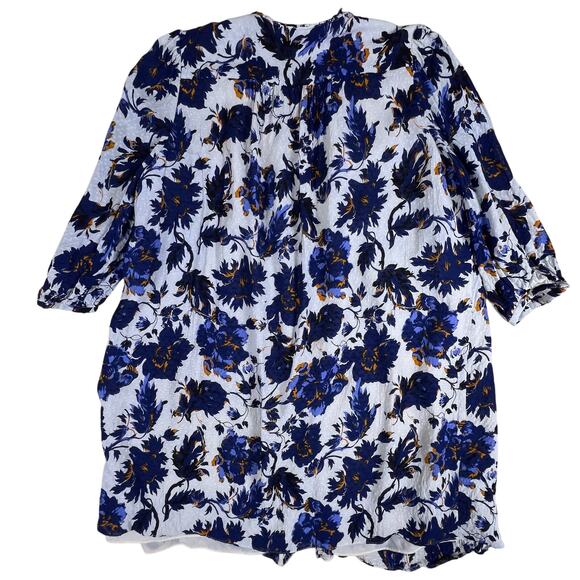 Diane Von Furstenberg Layla Clip Dot Shirt Dress XL Blue White DVF Floral Tunic - Picture 4 of 16